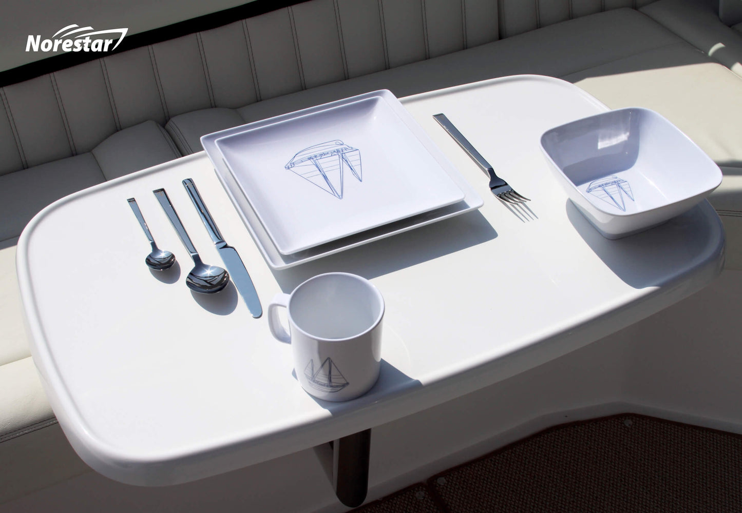 16 Piece Melamine Galleyware Set Serving (shown with cutlery)