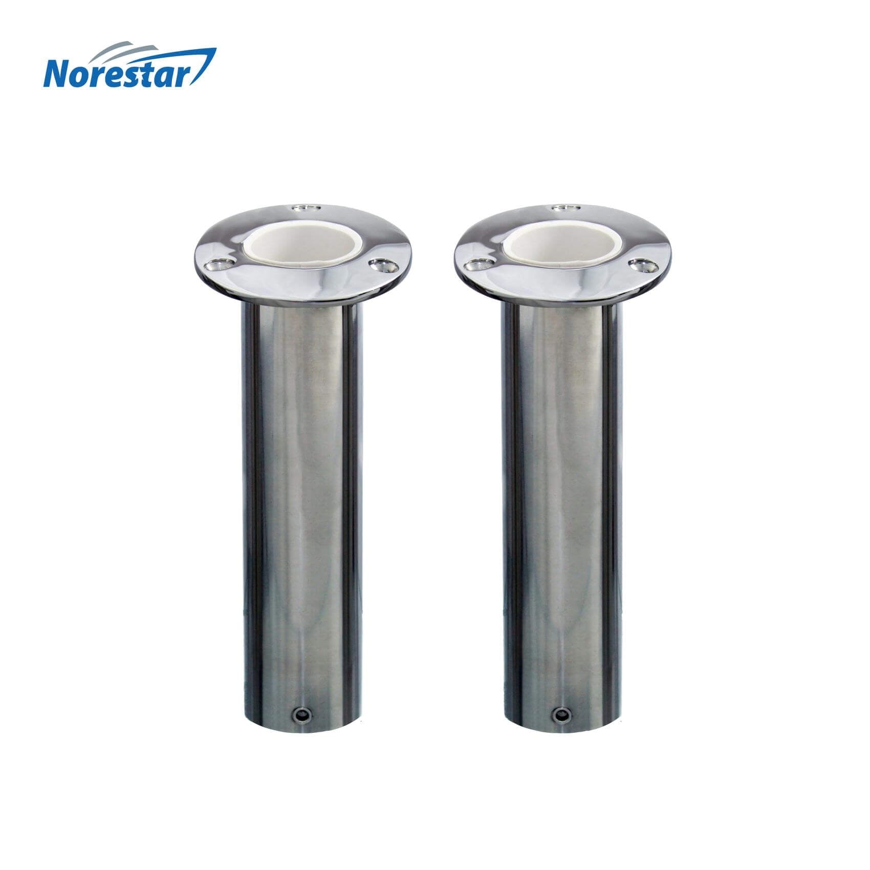 Two Flush Mounted Stainless Steel Fishing Rod Holders