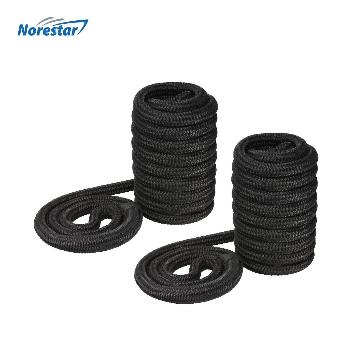 Two Norestar Braided Nylon Dock Lines, Black