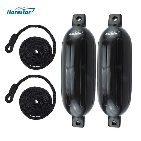 Two-Pack Double-Eye Ribbed Boat Fenders, Deflated
