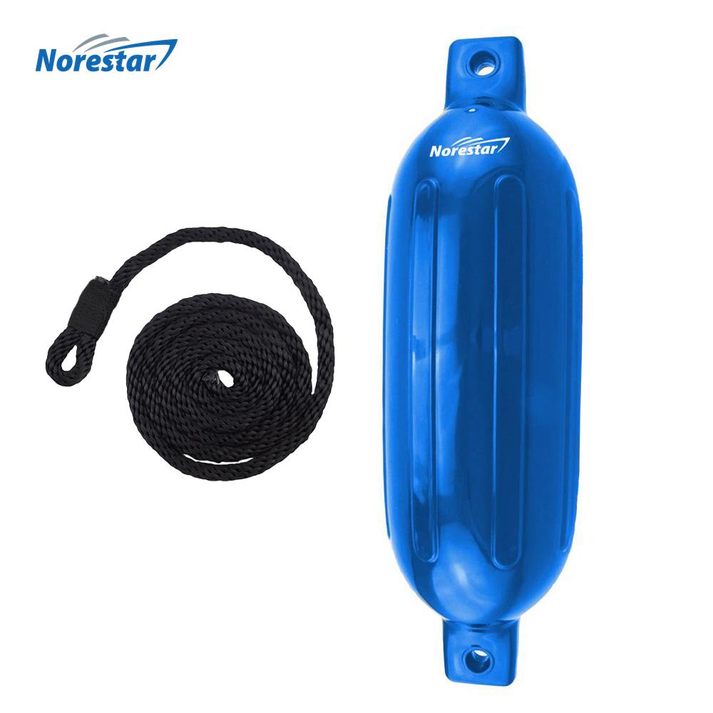 Double-Eye Ribbed Boat Fender with Fender Line, Deflated