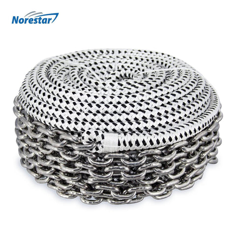 Double-Braided Nylon Windlass Rope & Galvanized Chain (Prespliced 1/4" HT G4 Chain)