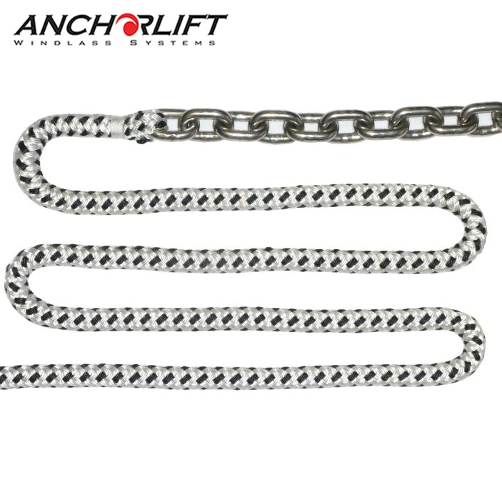 Anchorlift Double Braided Nylon Rope Spliced with Stainless Chain
