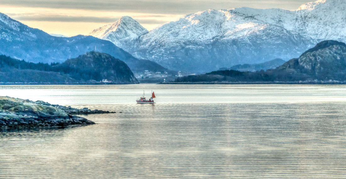 Winter boating scene
