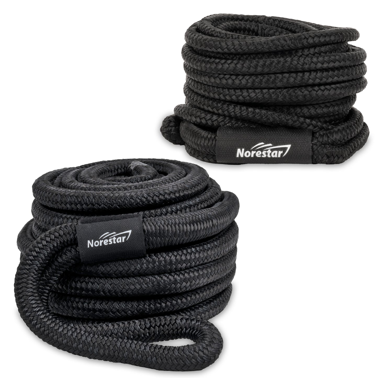Set of Two Double-Braided Nylon Mooring and Docking Lines, Black