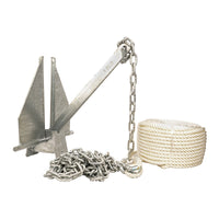 Fluke Boat Anchor Kit: 150' Rope, 6' Chain, for Boats to 28'