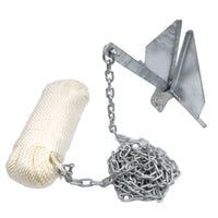 Fluke Boat Anchor Kit: 150' Rope, 6' Chain, for Boats to 28'