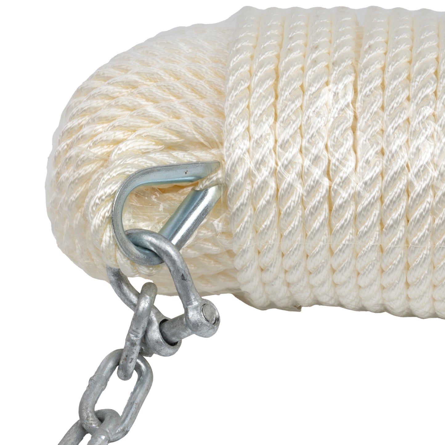 Fluke Boat Anchor Kit: 150' Rope, 6' Chain, for Boats to 28'