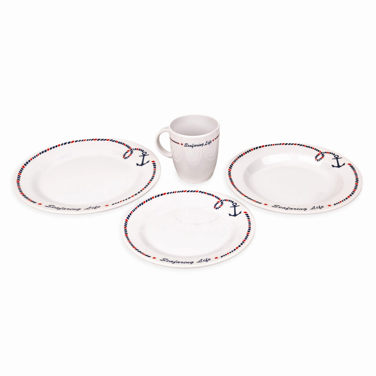 16 Piece Non-Skid Melamine Galleyware, Anchor Collection
