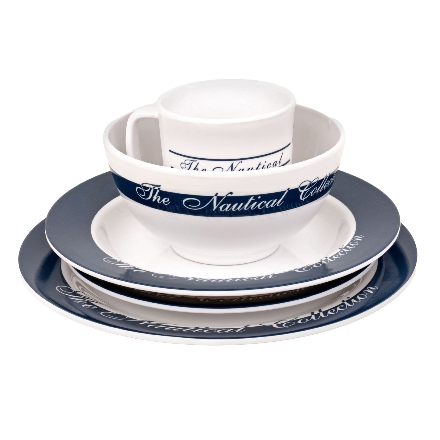 20 Piece Melamine Galleyware Dish Set, Nautical Collection