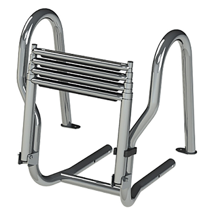Wide-Handle 4-Step Deck Ladder, Stainless Steel