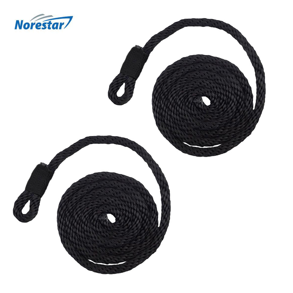 Set of Two Braided Nylon Boat Fender Lines, 6' x 3/8", Black
