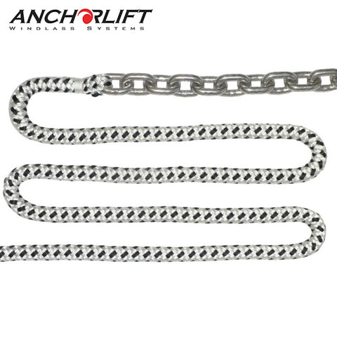 Double-Braided Nylon Windlass Rope & Stainless Steel Chain (Prespliced 1/4" HT G4 Chain)