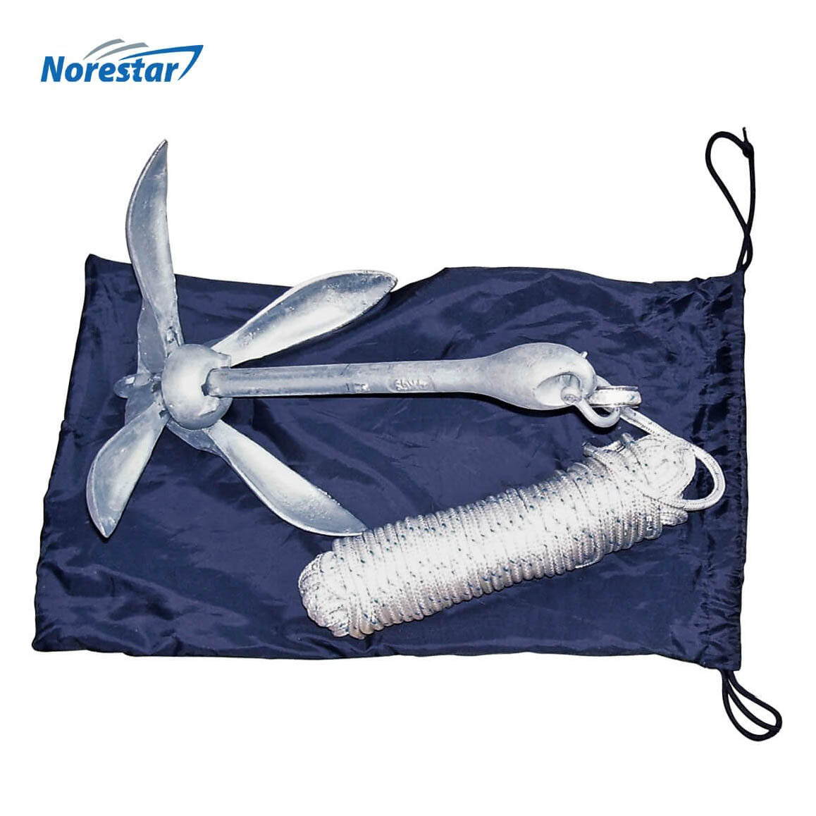 Norestar Folding Grapnel Boat Anchor System with Anchor Rope for