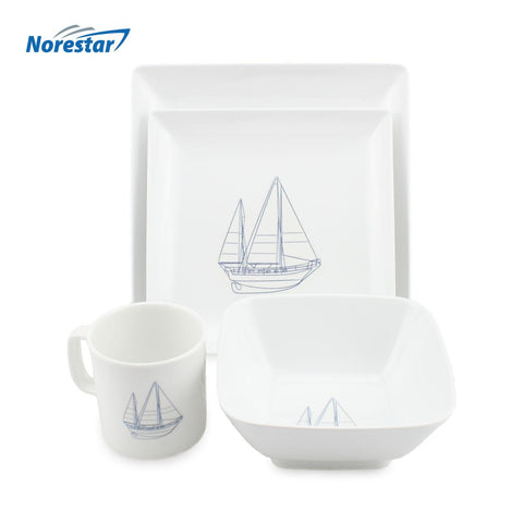 20 Piece Melamine Galleyware Set, Anchor & Compass Theme