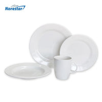 16 Piece Non-Skid Melamine Galleyware, Solid White Collection