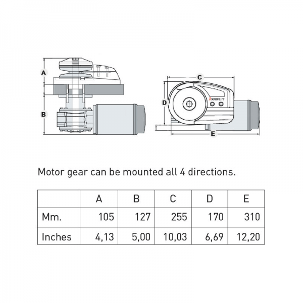 Anchorlift Mako 1500 Low Profile Windlass - Diagram