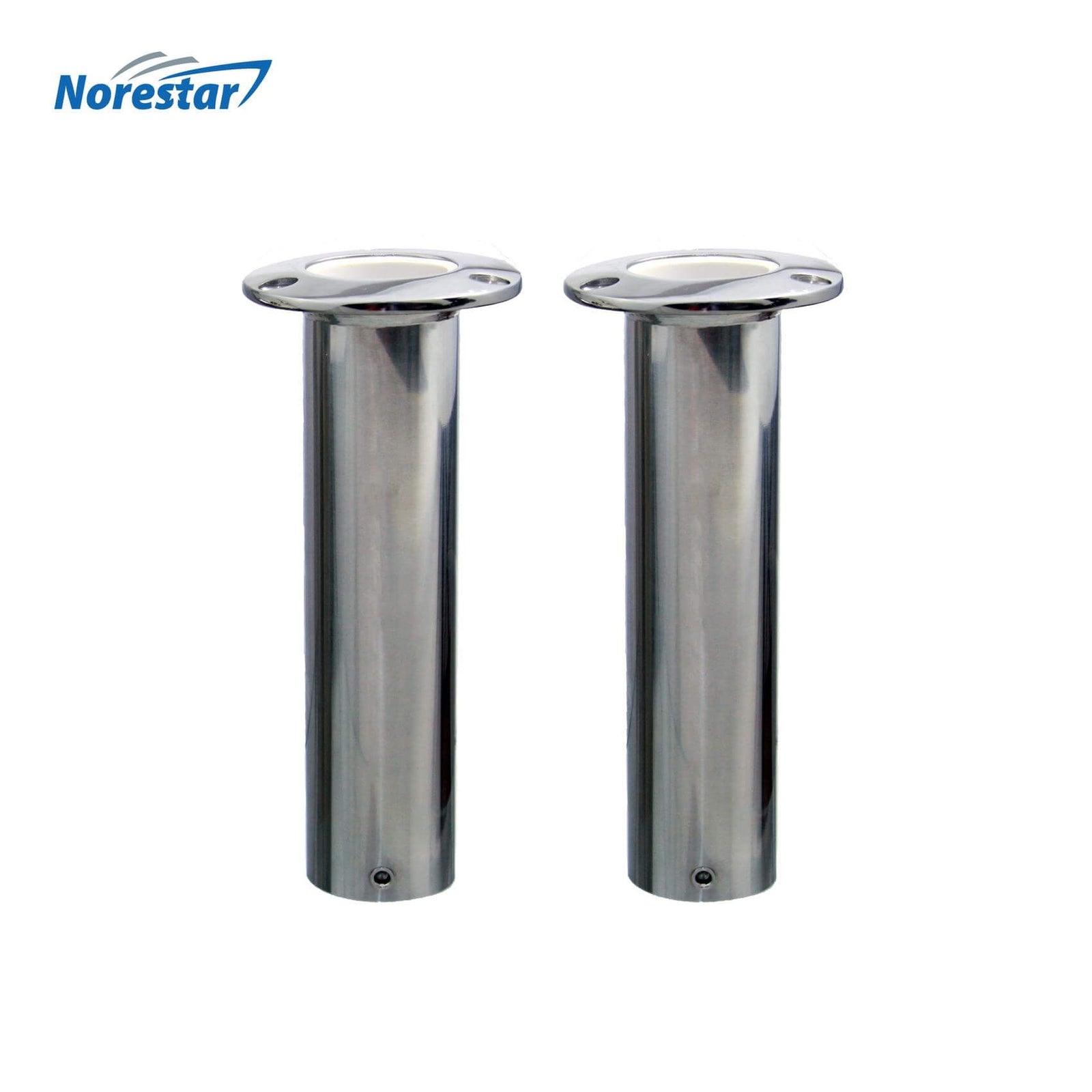 Two Flush Mounted Stainless Steel Rod Holders, Straight