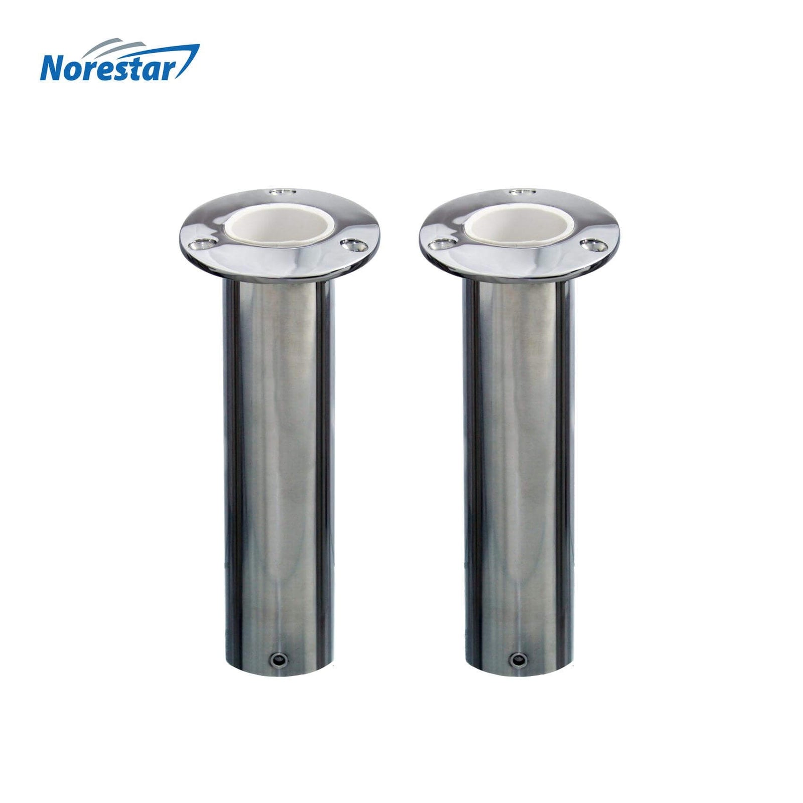Two Flush Mounted Stainless Steel Rod Holders, Angled 15 Degrees