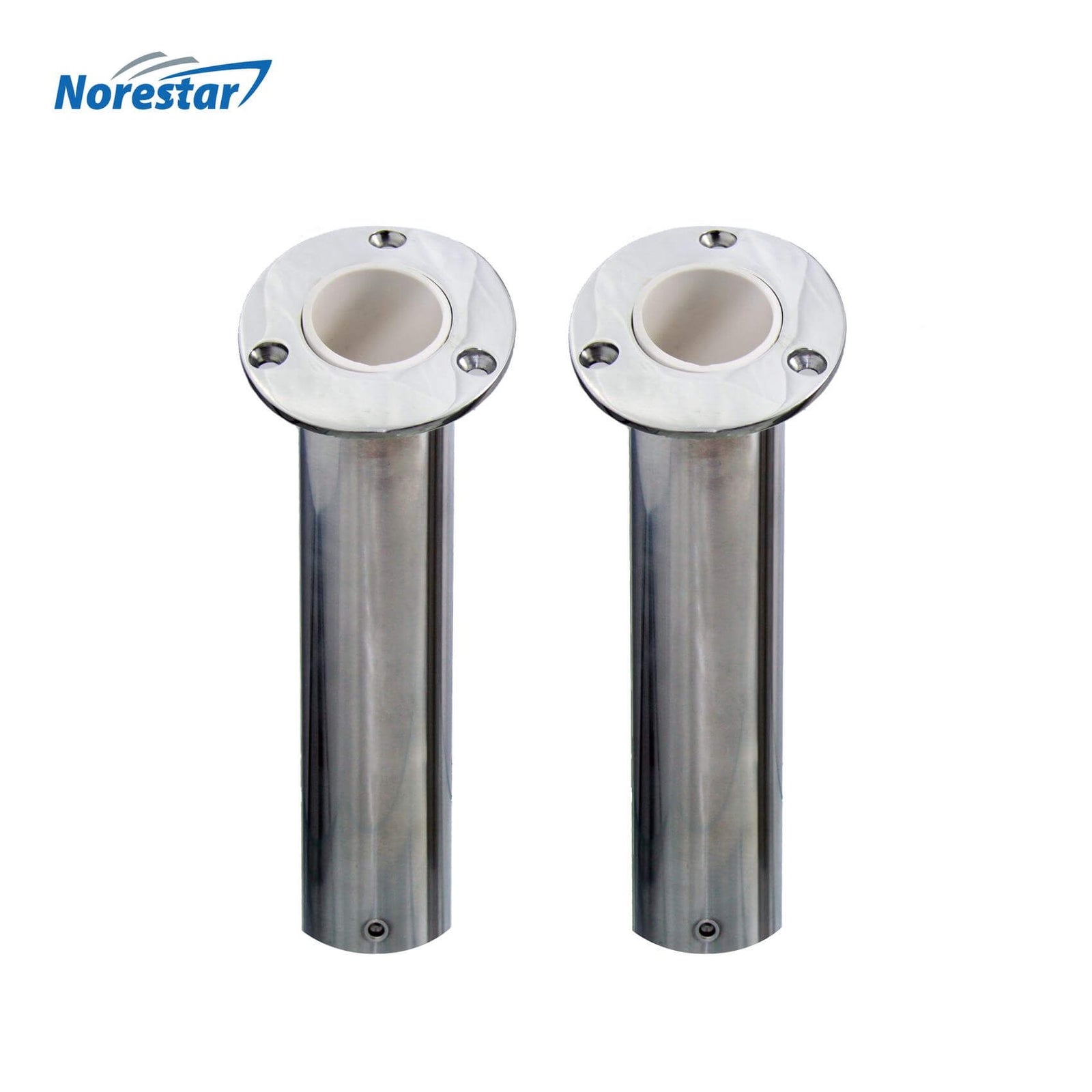Two Flush Mounted Stainless Steel Rod Holders, Angled 30 Degrees