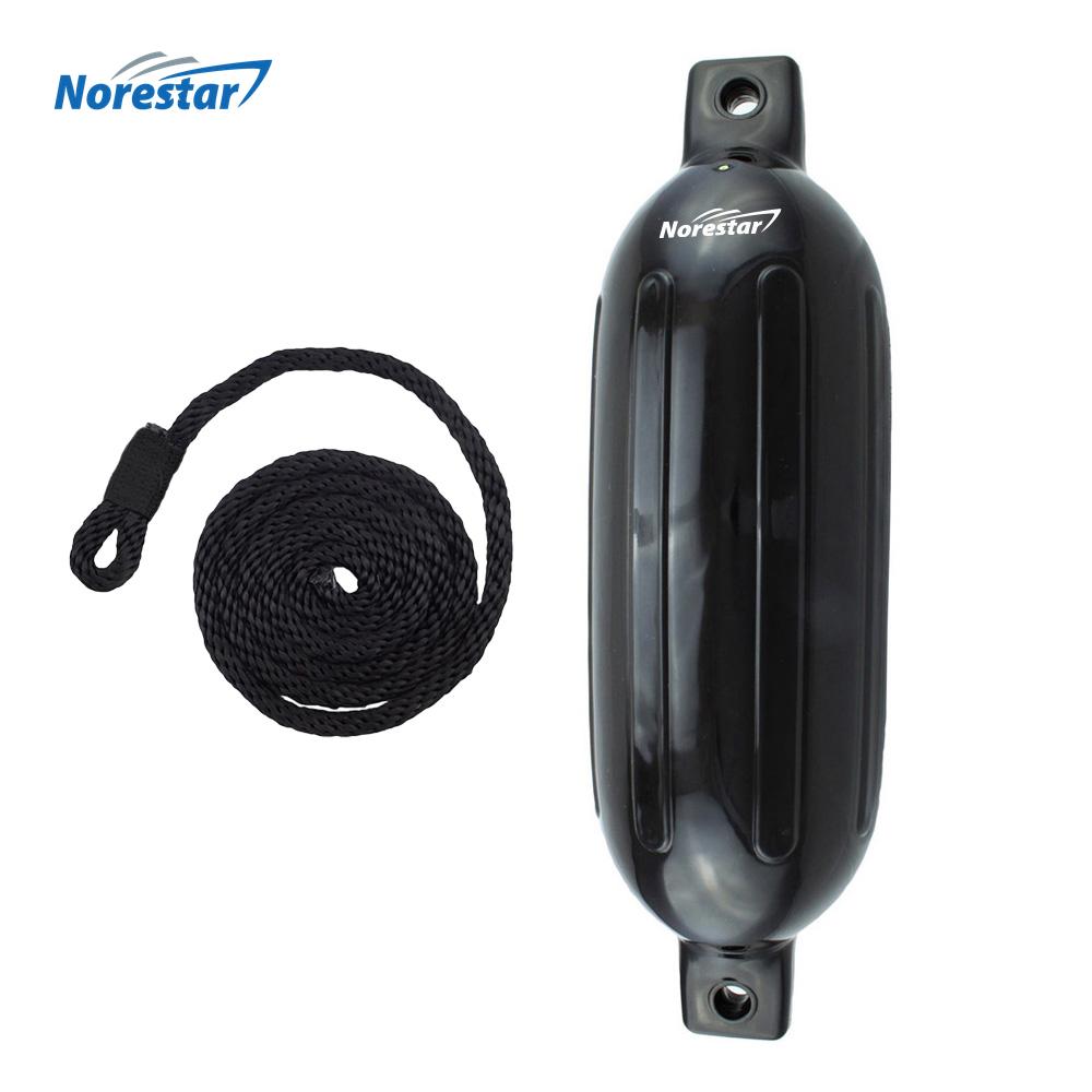 Double-Eye Ribbed Boat Fender with Fender Line, Deflated