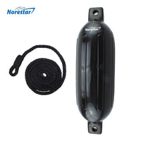 Double-Eye Ribbed Boat Fender with Fender Line, Deflated