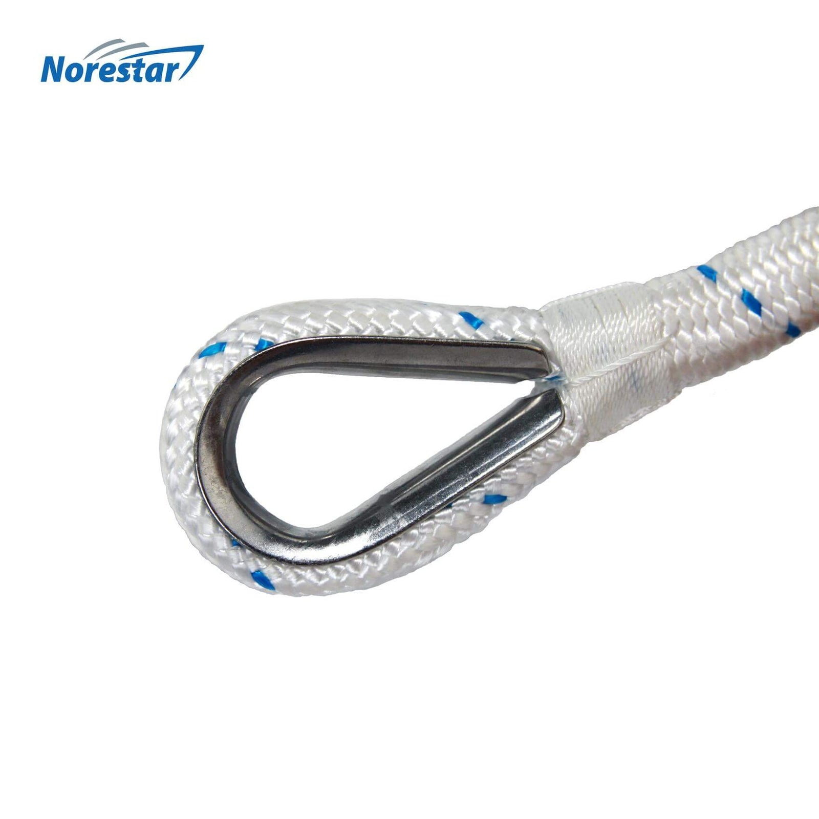 Norestar Double-Braided Nylon Anchor Rope with Stainless Steel Thimble