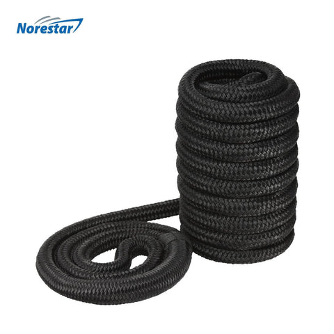 Set of Two Double-Braided Nylon Mooring and Docking Lines, Black