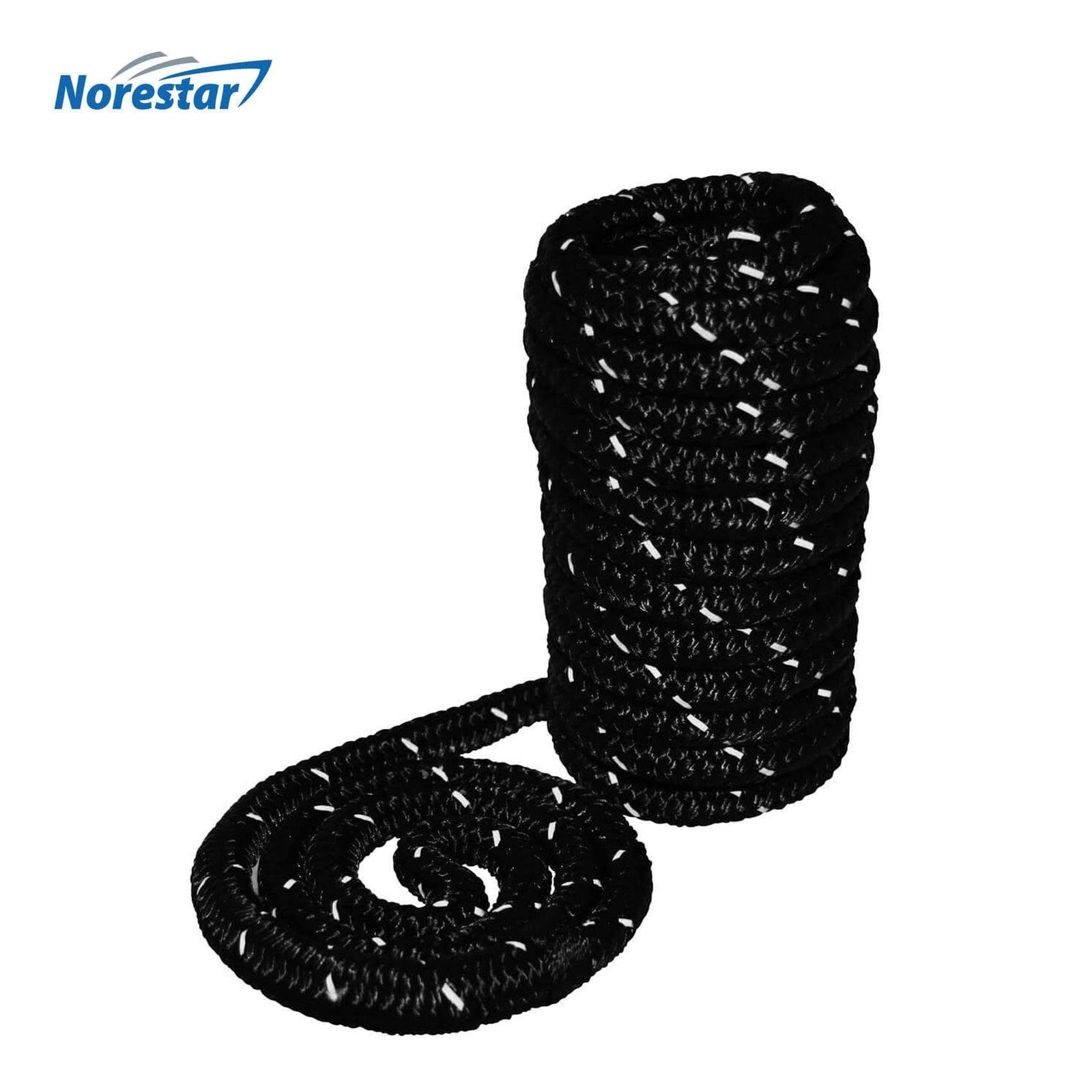 High-Visibility Reflective Braided Nylon Dock Line, Black - in Low Light