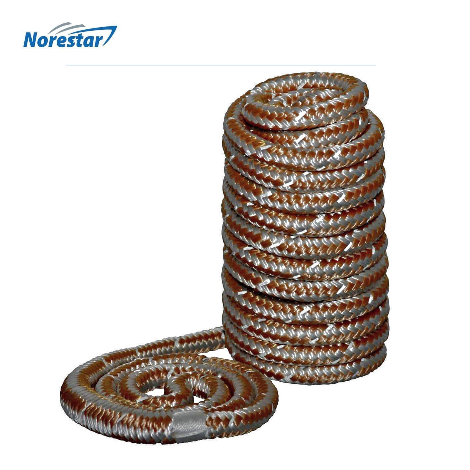 High-Visibility Reflective Braided Nylon Dock Line, Gold - in Low Light