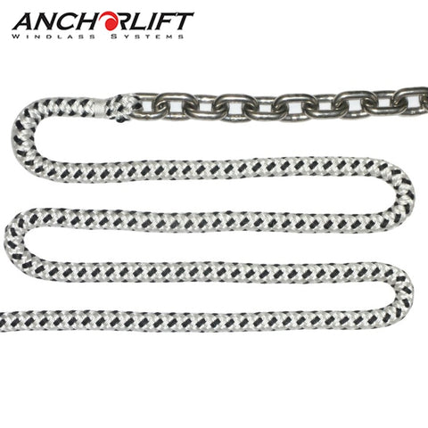 Double-Braided Nylon Windlass Rope & Galvanized Chain (Prespliced 1/4" HT G4 Chain)