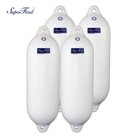 Four-Pack Double-Eye Ribbed Boat Fenders, Deflated